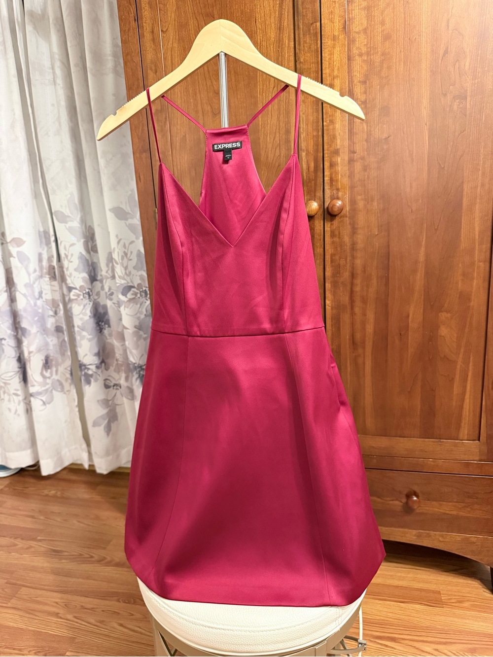 Express Magenta Satin Mini Slip Dress